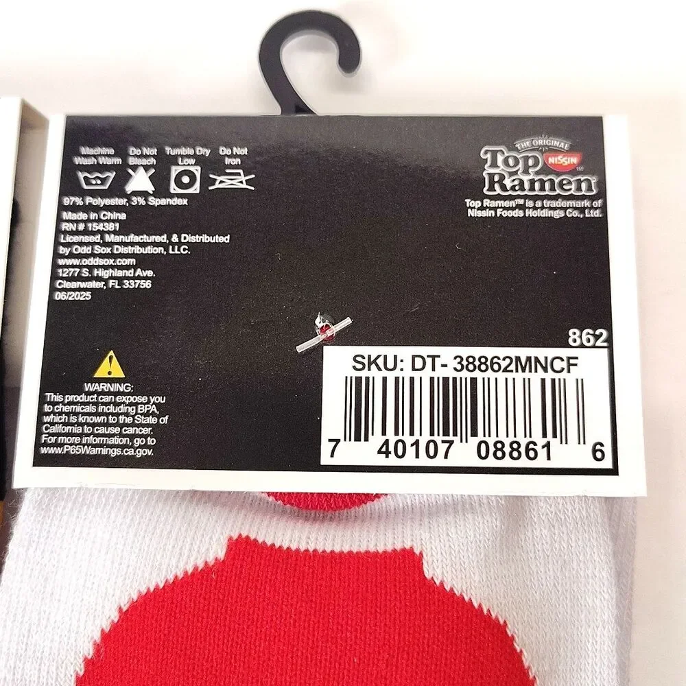 Top Ramen Noodles Novelty Socks 3 Pair Crew Adult Men Size 6-12 NWT Kidcore